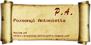 Pozsonyi Antonietta névjegykártya